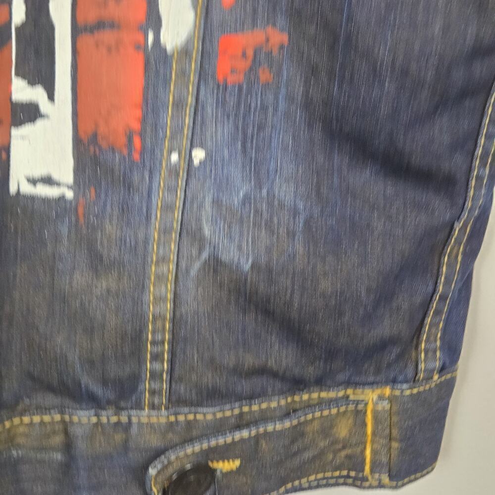Copper Washed Upcycled Denim Mens Vest 2XL PATRIOTIC AMERICAN FLAG MOTO STEAMPUN - Picture 8 of 15